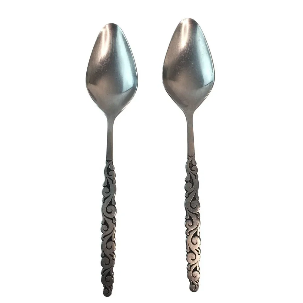 International Lyon Florentine Scroll Stainless Steel Serving Utensils 6 Pcs Spoo